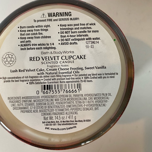 Bath & Body Works Accents Bath Body Works Red Velvet Cupcake 3 Wick